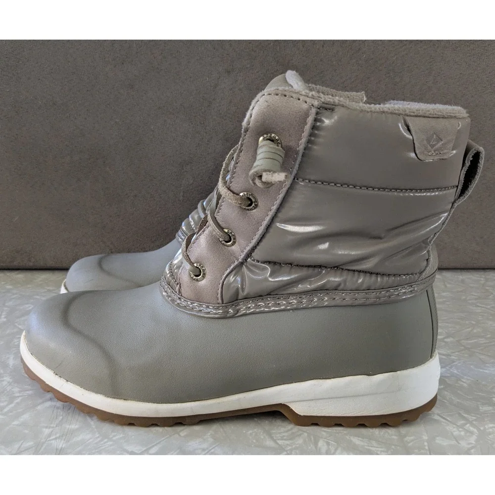 Sperry Saltwater Puffer Duck Boots Womens 6.5 Waterproof Thinsulate Taupe